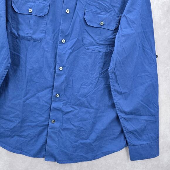 J Ferrar Blue Slim Fit Cotton Button Down Long Sleeve Work Mens Shirt XL - Picture 4 of 7